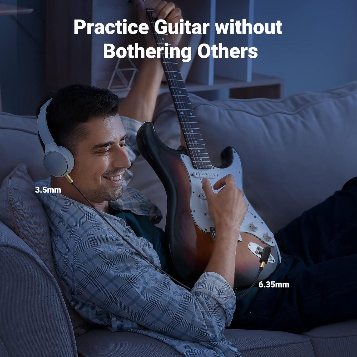 Кабель UGREEN 6.5 мм Jack-3.5 мм minijack HiFi стерео AUX на 6.35 мм нейлонове обплетення TRS 1 м Чорний (10625) - фото 4 Кабель UGREEN 6.5 мм Jack-3.5 мм minijack HiFi стерео AUX на 6.35 мм нейлонове обплетення TRS 1 м Чорний (10625) - фото 4