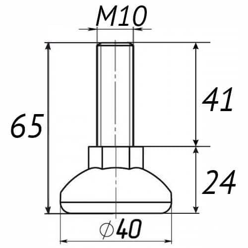 Опора регульована Steelfix М10х65 D40мм 40 шт. Чорний (246288) - фото 2