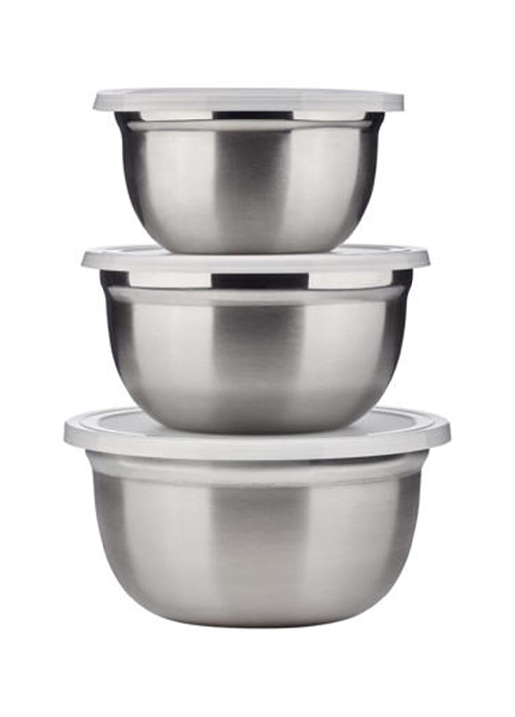 Набор чаш Ernesto с крышками из нержавеющей стали 3 шт. Серебро-прозрачный (H1-570416)