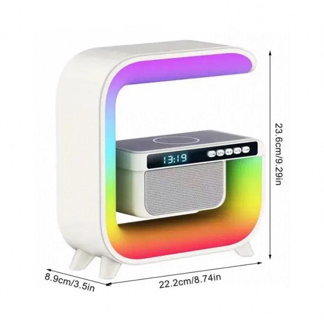 Ночной аккумуляторный RGB G3 с беспроводной зарядкой 15W и Bluetooth колонкой 3W Настольная смарт лампа - фото 5 Ночной аккумуляторный RGB G3 с беспроводной зарядкой 15W и Bluetooth колонкой 3W Настольная смарт лампа - фото 5