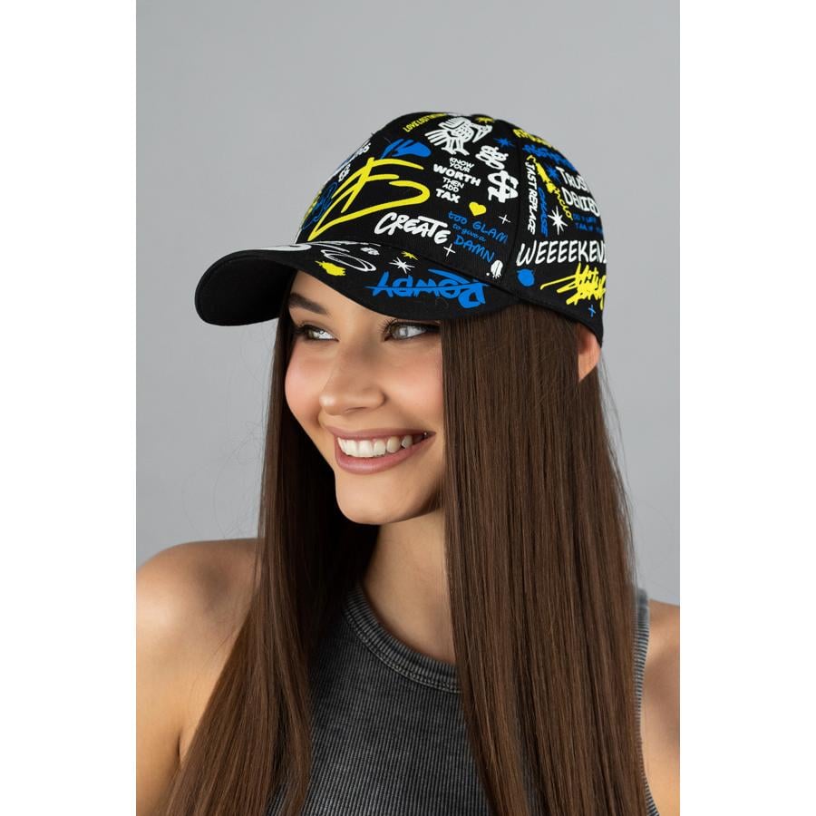 Бейсболка тракер Braxton 1522 універсальна п'ятиклінка із кольоровим принтом L/р. 57-58 Чорний