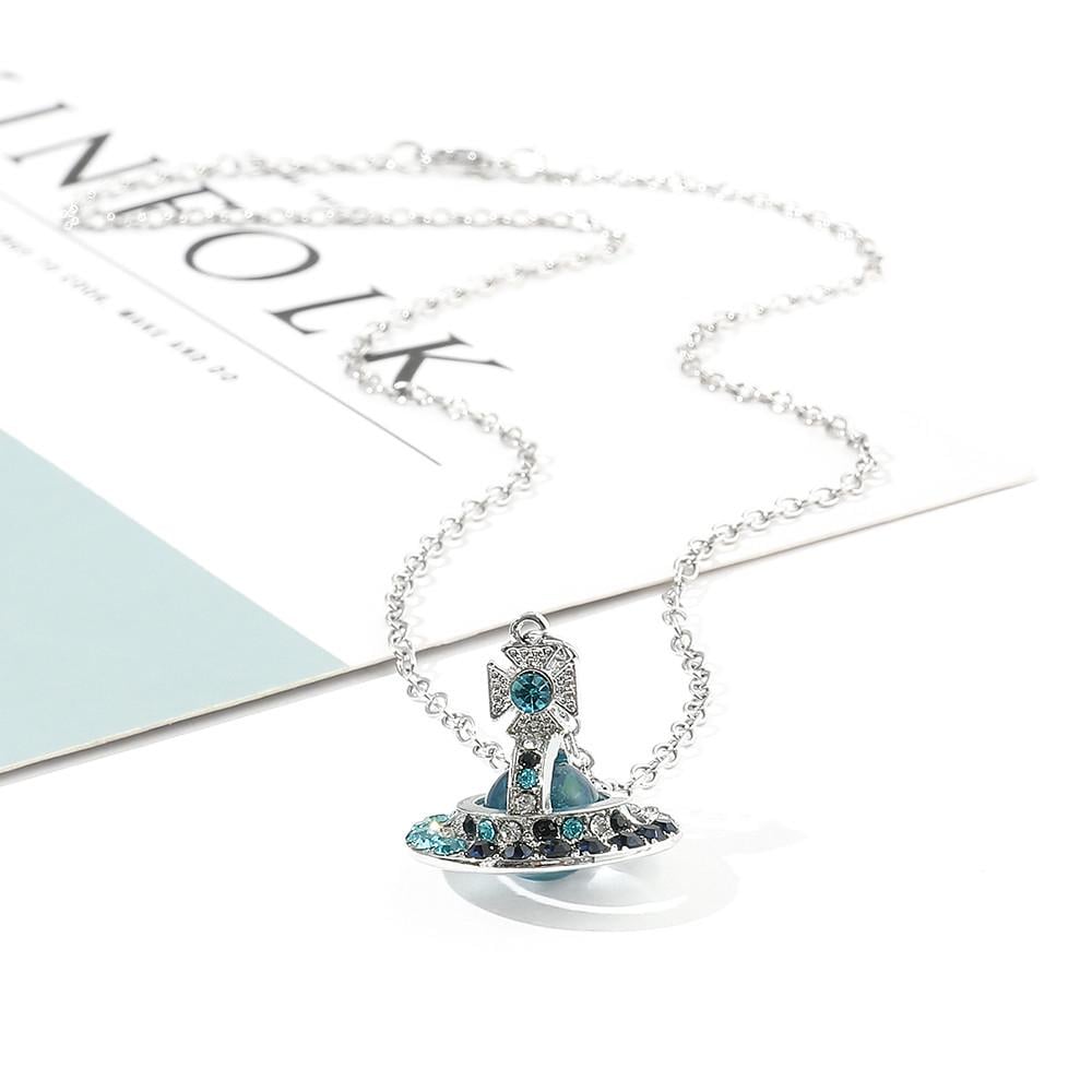 Колье Сатурн в стиле Vivienne Westwood Голубой