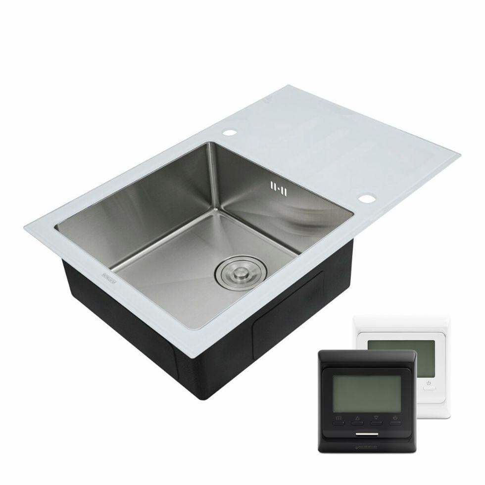 Миття кухонне Platinum Handmade 780х510х200 мм White glass (SP000034807)