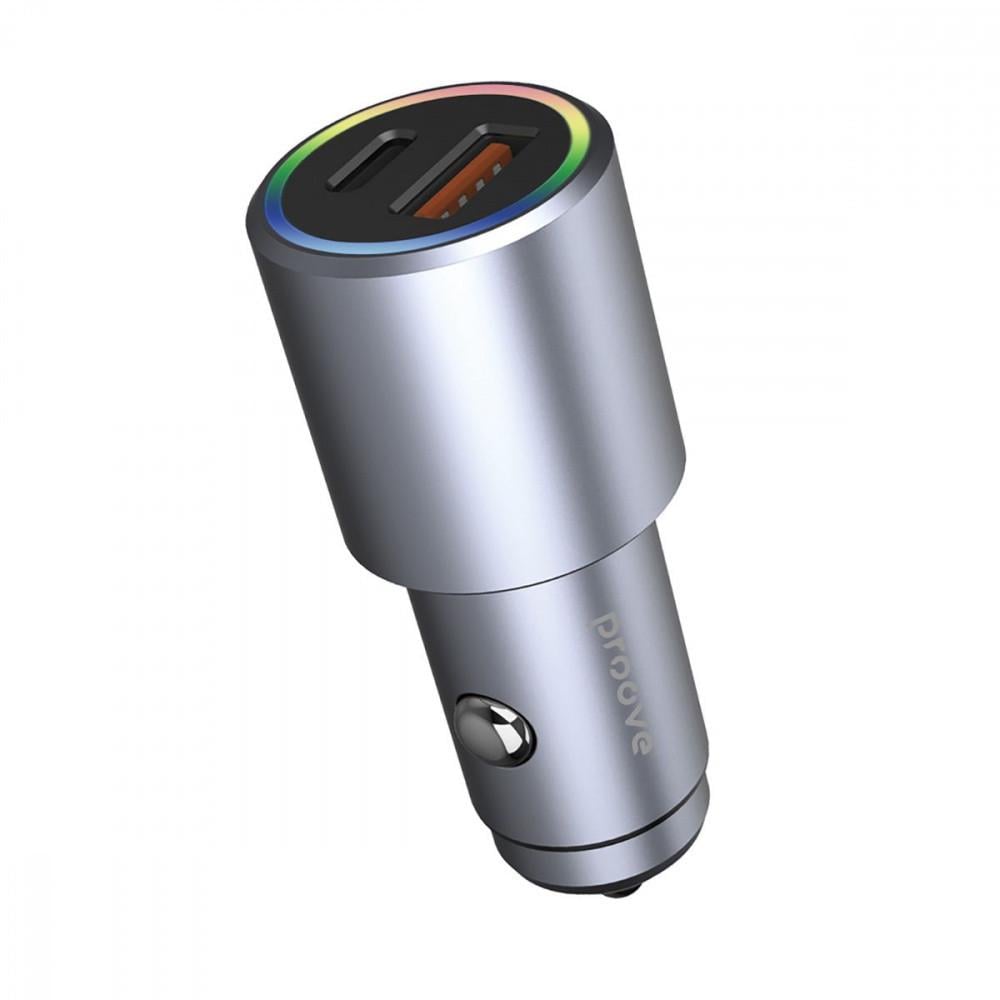 Зарядное устройство Proove Double Energy Plus 53 W USB/Type-C metal Gray Зарядное устройство Proove Double Energy Plus 53 W USB/Type-C metal Gray