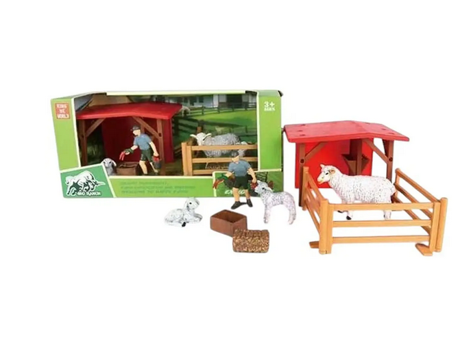 Набор игровой Ферма фигурка фермера/3 фигурки животных/2 загона/кормушка (9904-42)
