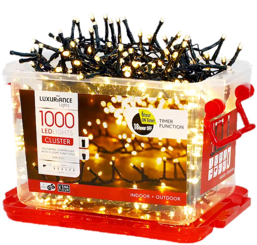 Гирлянда светодиодная Luxuriance Lights 1000 LED теплый белый для улицы и помещения 24,9 м
