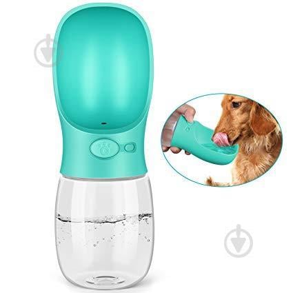 Портативна напувалка SUNROZ Dog Bottle для собак 350 мл Блакитна (SUN0860)