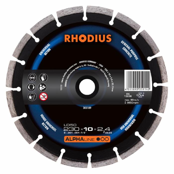 Круг Rhodius алмазный сегментный Alpha LD 50 сегмент 10 мм 125x2,2х22,2 мм 303186 (13997)