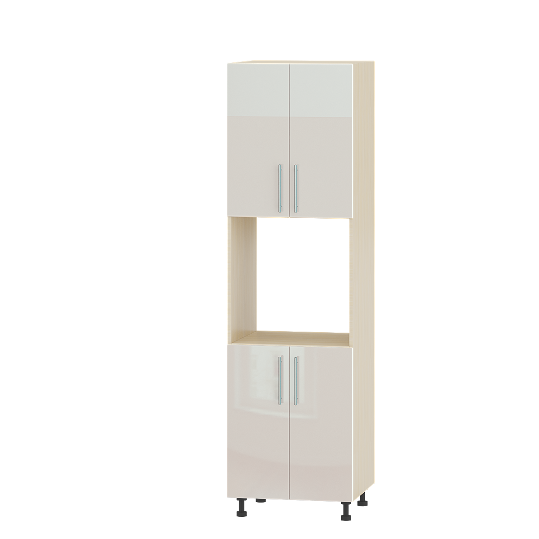 Шкаф кухонный Эверест Акрил модуль Пенал Н77-600 60х57х215 см Бьянко глянец/Дуб Молочный (04727)