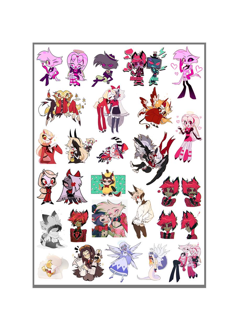 Стікери наклейки Готель Газбін Hazbin Hotel А3 аркуш (stik_298)