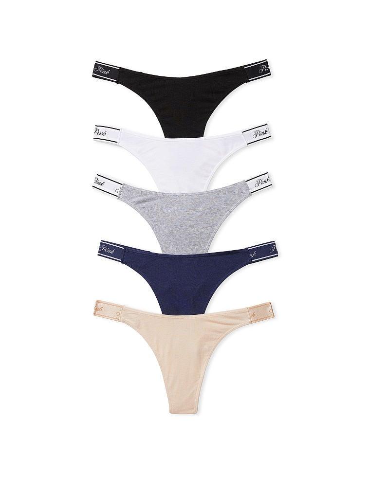 Набор трусиков Victoria's Secret 5-Pack Logo Cotton High-Leg Thong S Разноцветный. Набор трусиков Victoria's Secret 5-Pack Logo Cotton High-Leg Thong S Разноцветный.