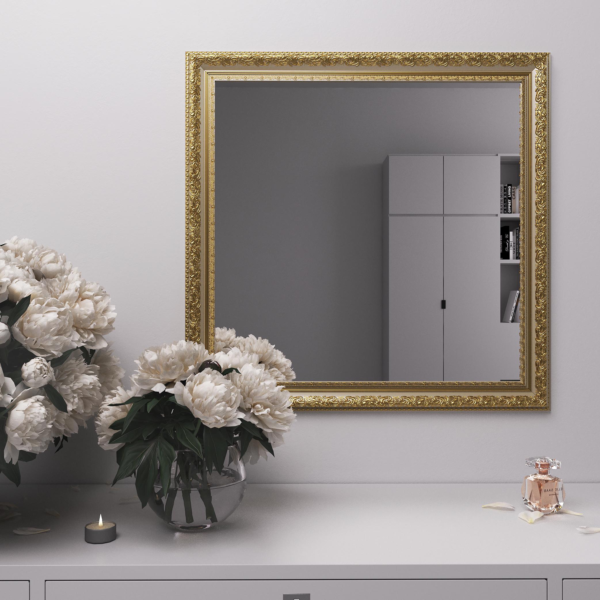 Зеркало настенное Black Mirror 90x90 см Золотой с патиной (5826А-35)