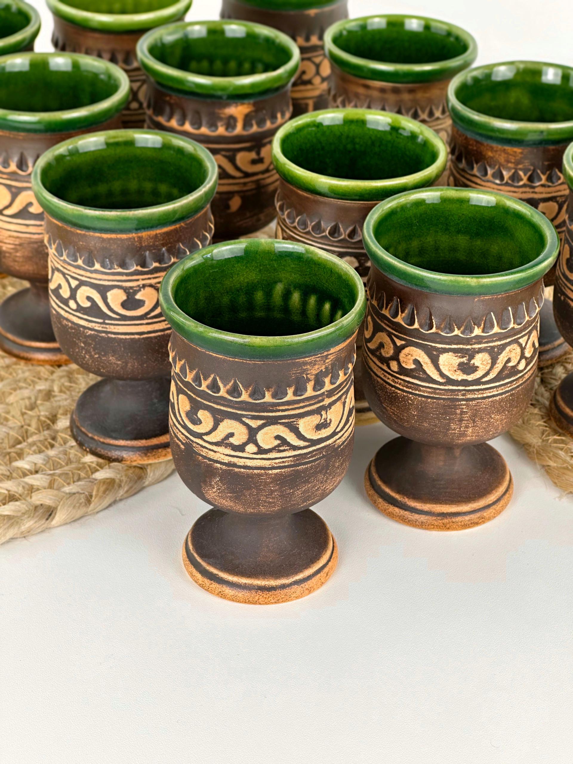 Набір глиняних келихів Гражда 0,1 л х 12 шт. Коричневий (17019-32) - фото 6