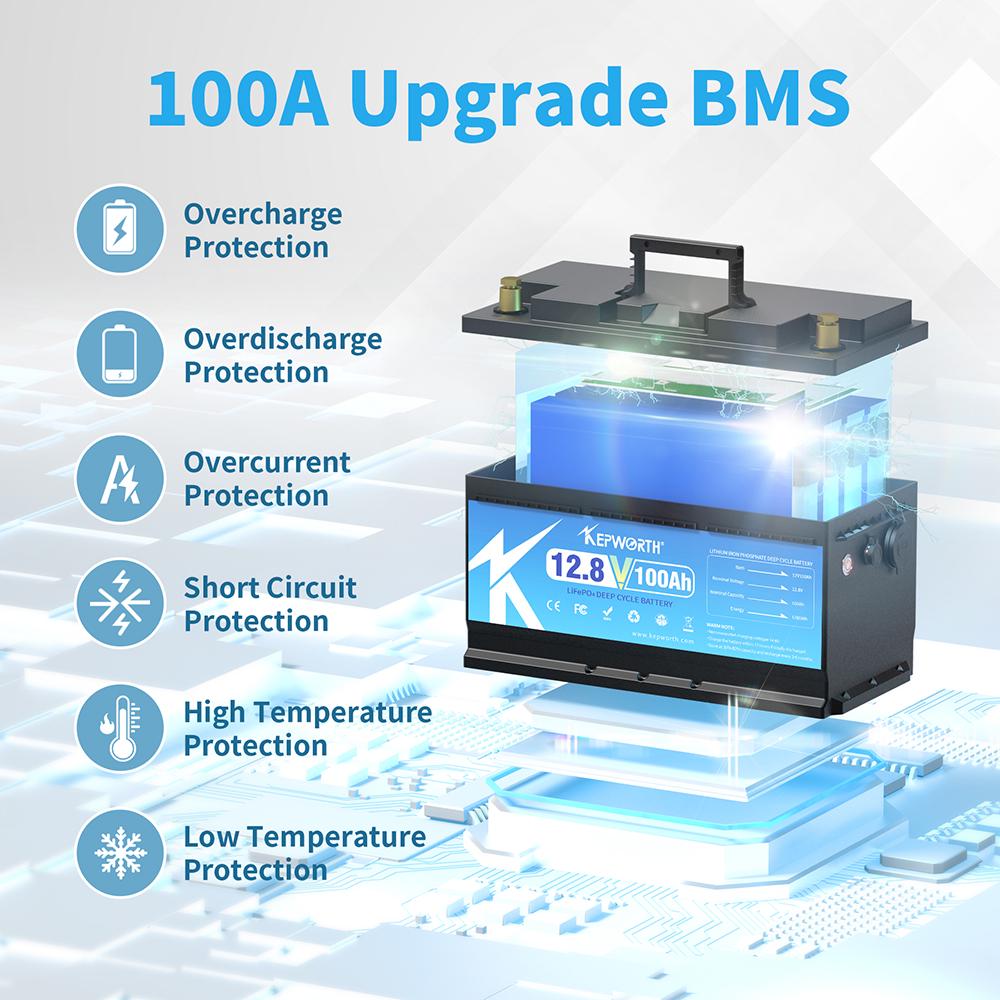 Аккумулятор Kepworth LiFePO4 12V 100Ah 1280W 352 мм с зарядным устройством BMS (K12100352) - фото 4