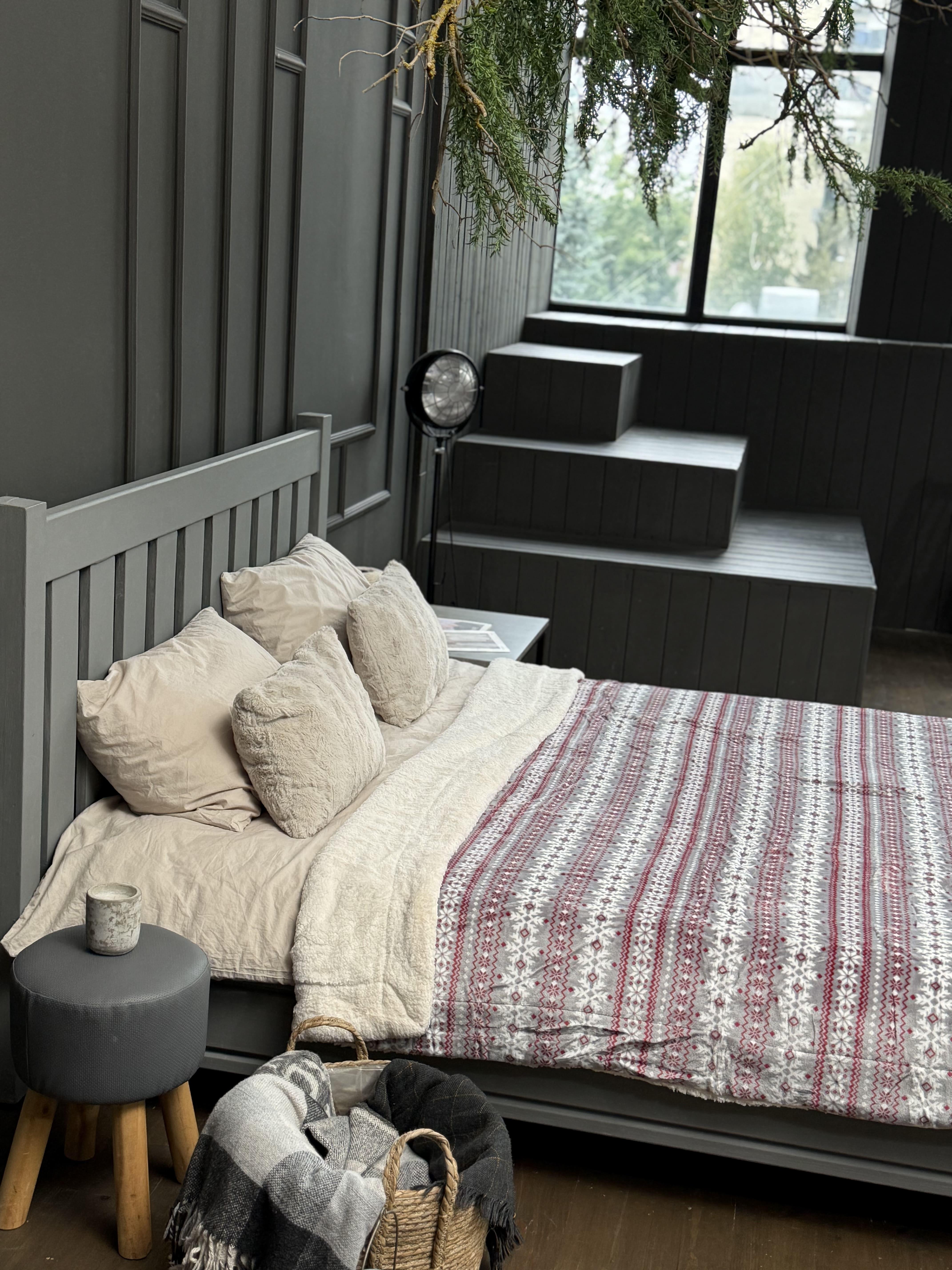 Плед-покрывало двухсторонний Зимняя классика на эко овчине 200x230 см (29467239)