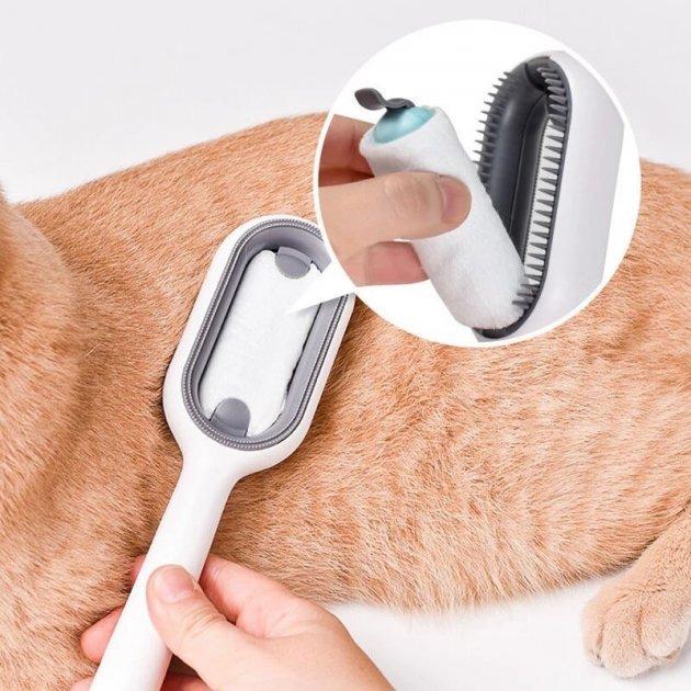 Щетка для животных Pet Gravity Pet Grooming Comb 4в1 для сухого и влажного вычесывания собак и кошек Розовый (525U) - фото 4