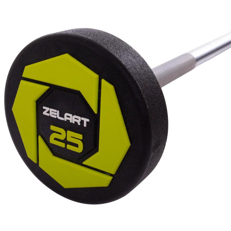 Штанга фиксированная прямая Urethane Barbell Zelart TA-2689 25 кг Зелено-черный (58363124) - фото 3