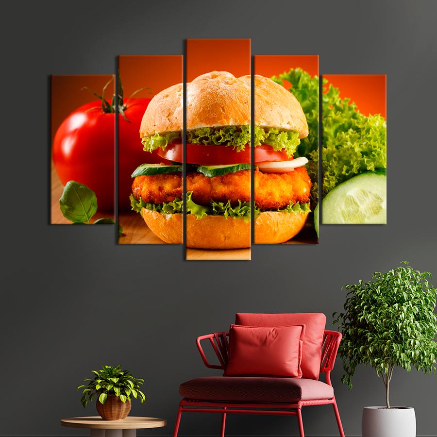 Настенний декор Бургер с куриной котлетой и овощами 137x85 см (A408-5)