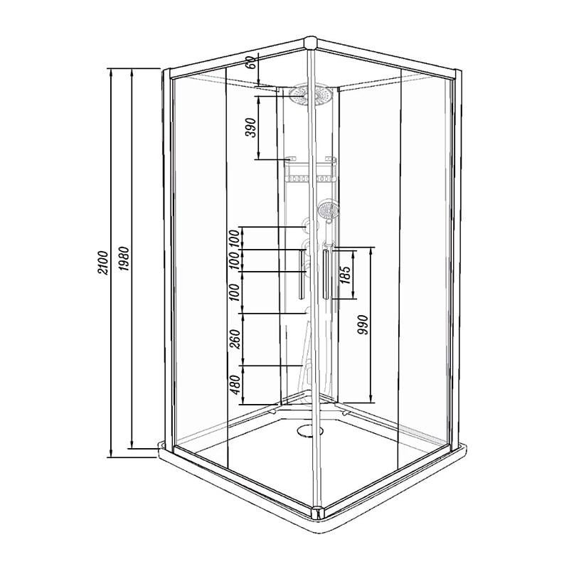 ᐉ Душевая кабина с поддоном Dusel Hike 900x900x2100 мм прозрачное ...