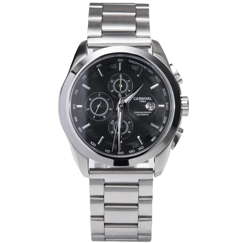 Годинник чоловічий механічний Carnival Genius Prime Silver 2 ремінці (18312)