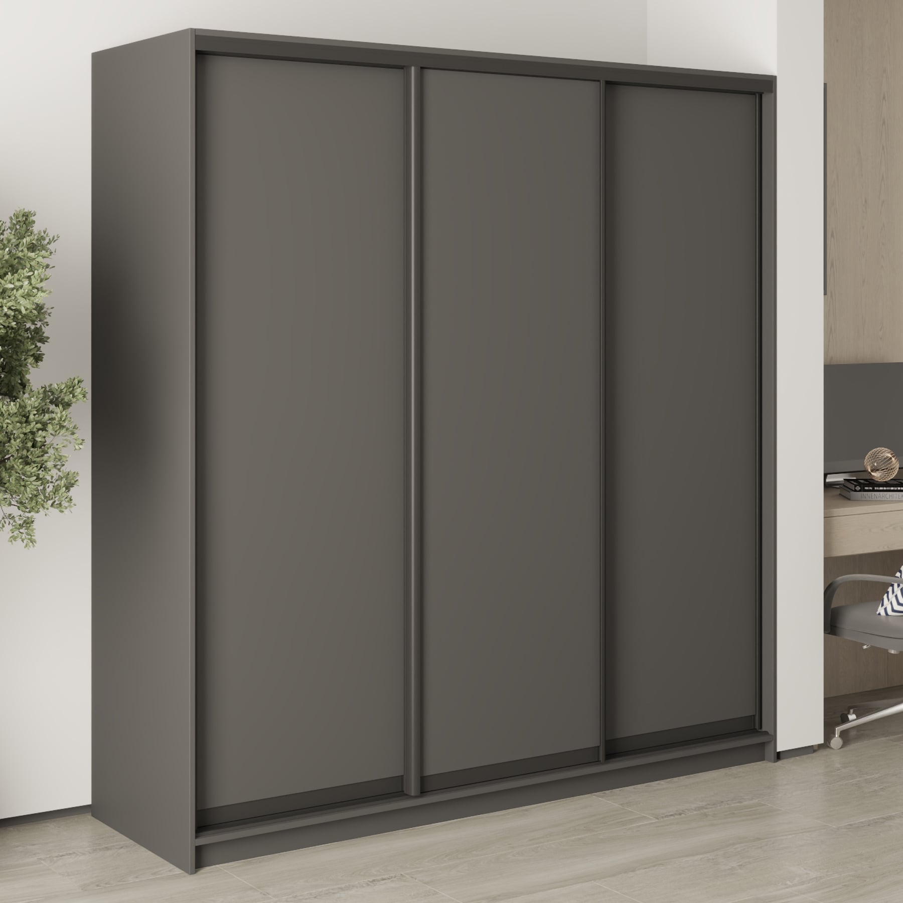 Шкаф-купе трехдверный Mebel Star Стандарт BG MBS-8240 200х60х210 см Антрацит (1007651)