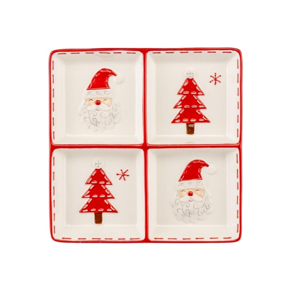 Новогодняя сервировочная манежница Зимние узоры 20,2 см Бело-красный (147-816038-004) Новогодняя сервировочная манежница Зимние узоры 20,2 см Бело-красный (147-816038-004)