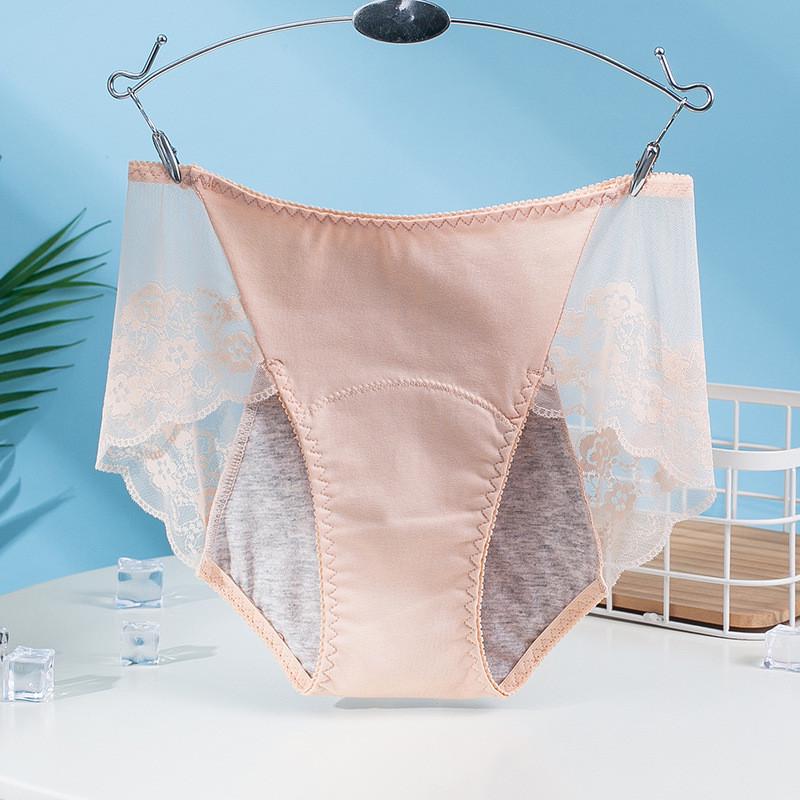 Трусики для критических дней с кружевными вставками 2XL Бежевый