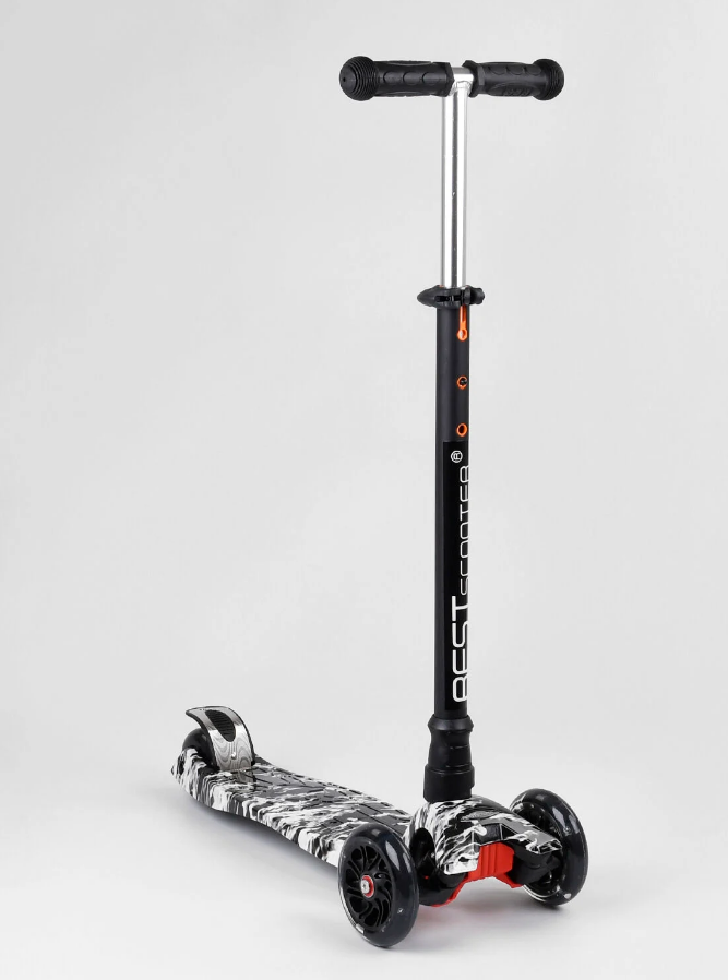 Самокат Maxi Best Scooter 4 колеса PU свет трубка руля алюминиевая Black/White (99661) Самокат Maxi Best Scooter 4 колеса PU свет трубка руля алюминиевая Black/White (99661)