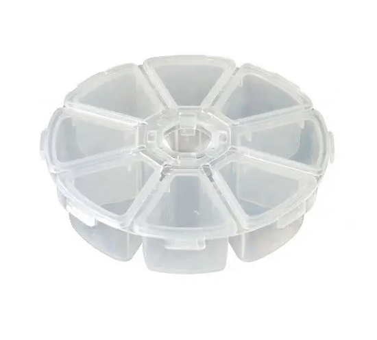 Органайзер для снастей и бисера круглый 100х25 мм 8 ячеек