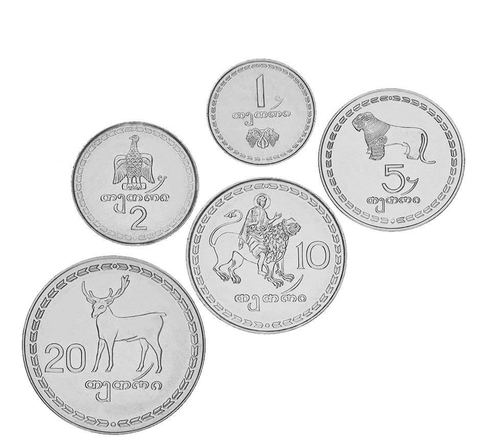 Коллекционные монеты Грузия 5 шт. 1993 UNC (М08663)