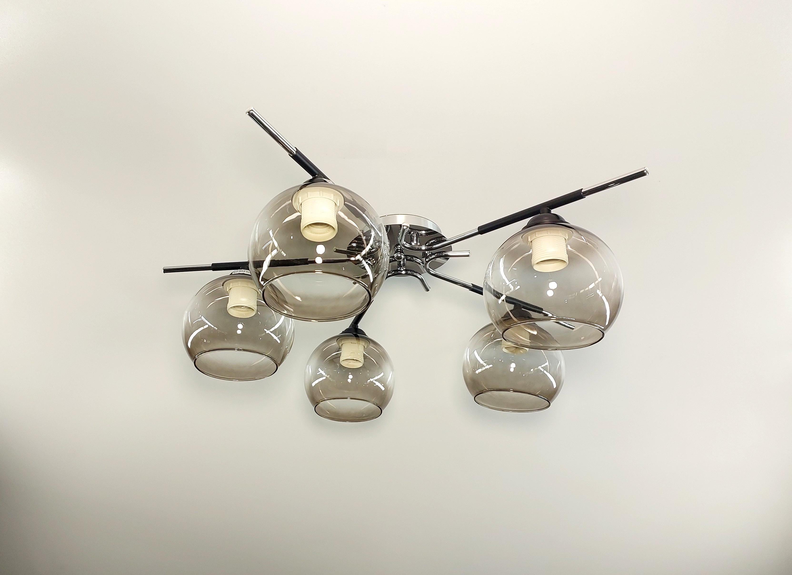 Люстра потолочная Хай-тек 1111/5 на пять плафонов металлическая Черный (24453391)