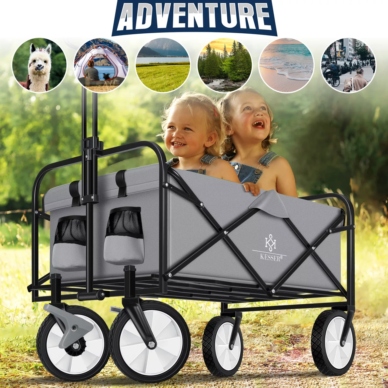 Тачка садово-строительная KESSER Oxford 600D 80 кг 90х52х102 см (4260635555061) - фото 2 Тачка садово-строительная KESSER Oxford 600D 80 кг 90х52х102 см (4260635555061) - фото 2