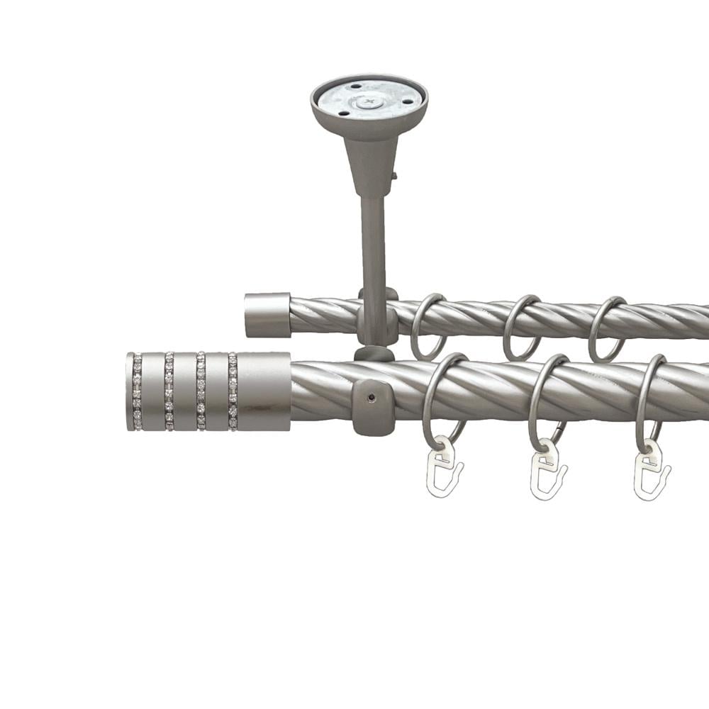 Карниз Orvit Барамелла металевий дворядний відкритий до стелі скручена труба кільце металеве 25/16 мм 240 см Сатин (00-00024068)