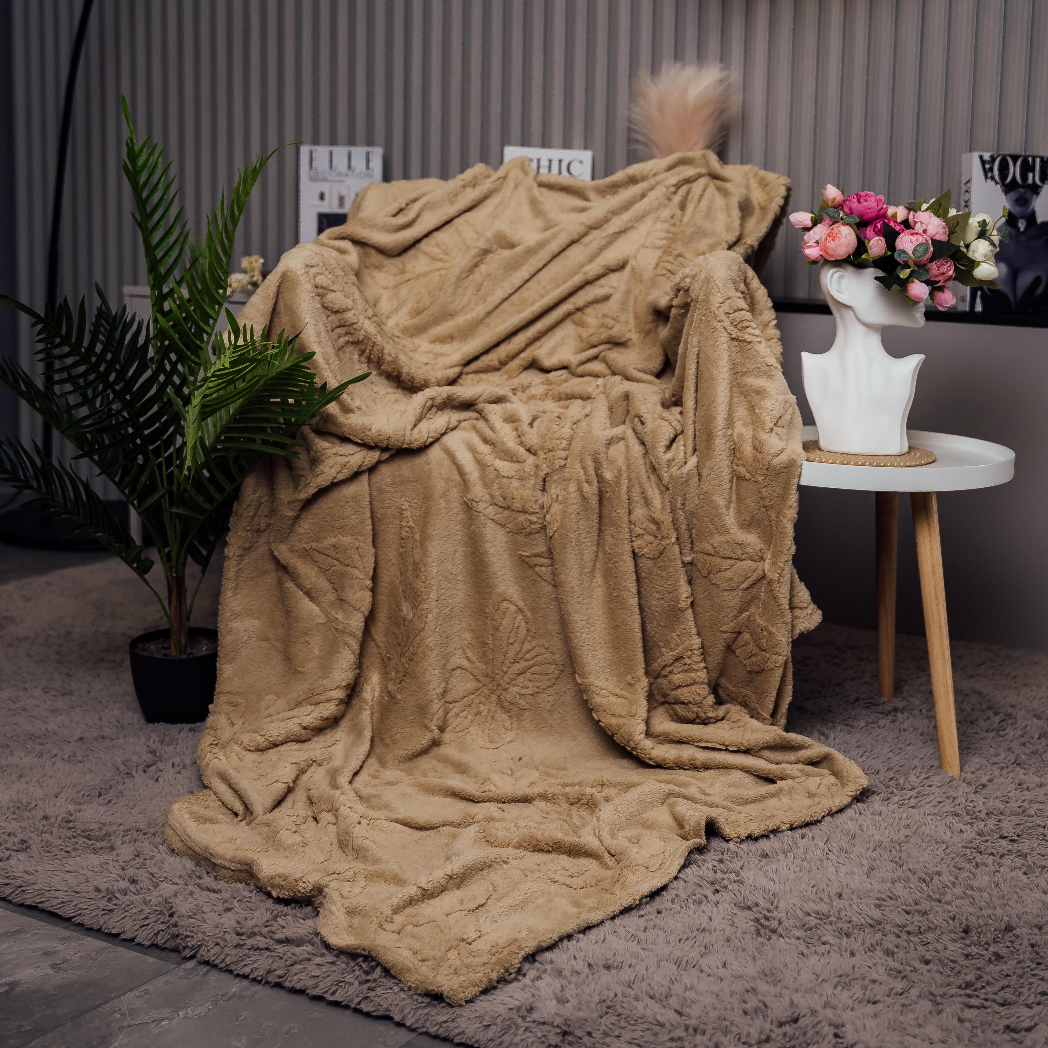 Плед Летающая бабочка полуторная 150х210 см Светло-коричневый (87258)