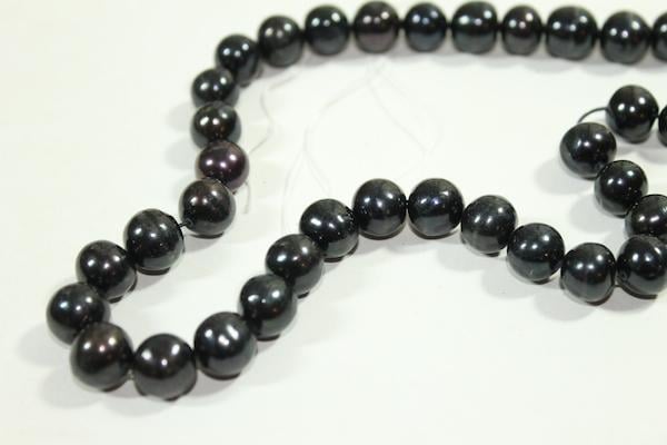 Жемчуг натуральный речной Luxe колье ≈50 шт. Ø 8-9 Черный