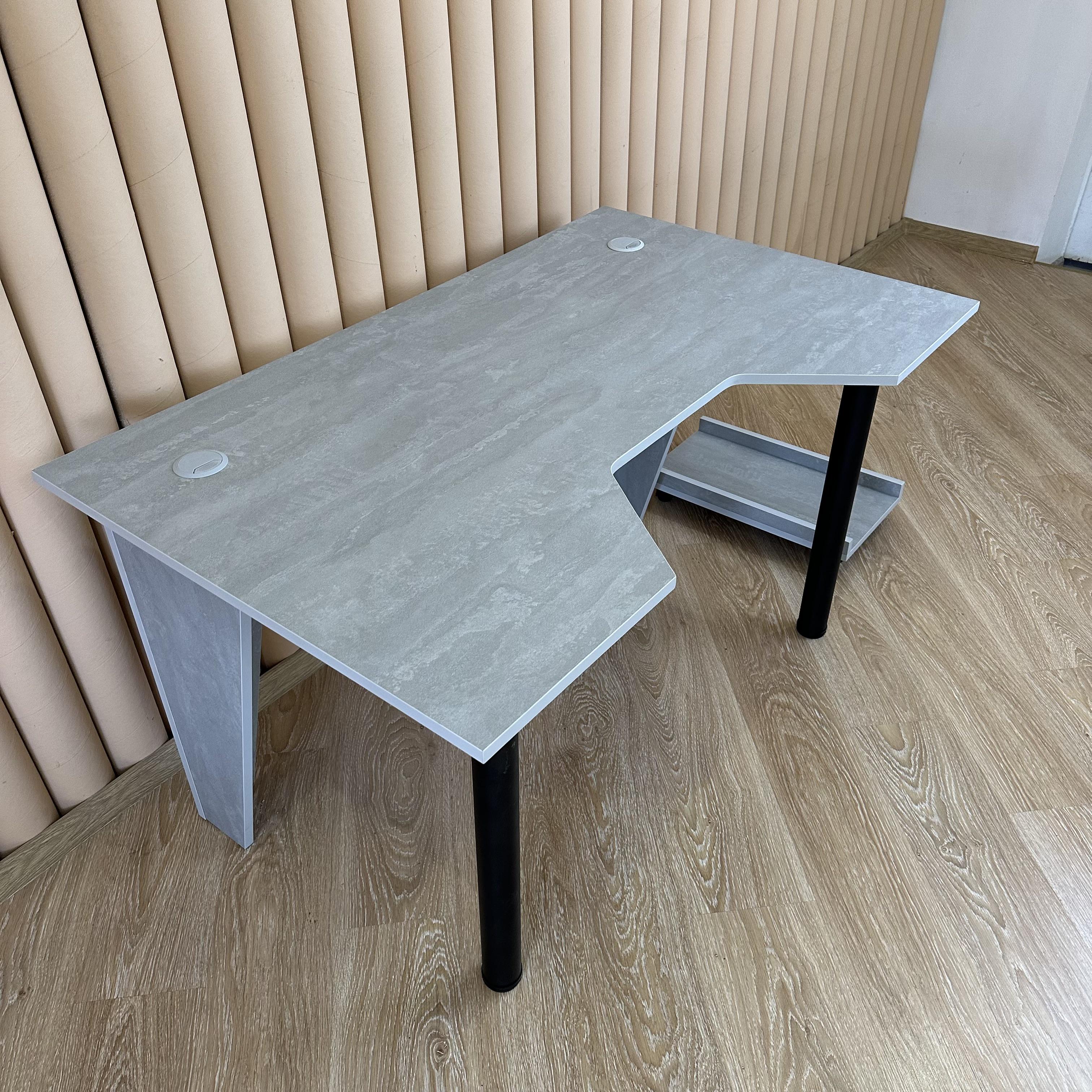 Стол компьютерный геймерский Drom Square Stone с подставкой для ПК Светло-серый - фото 6