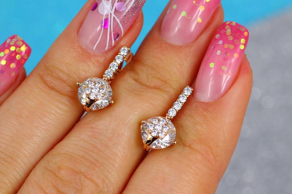 Серьги Xuping Jewelry Дорожка из камней и крупным камнем 1,7 см Золотистый (1383729851)