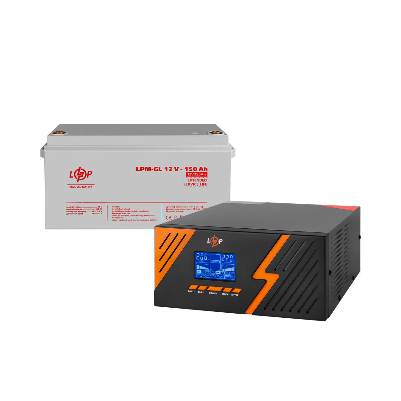 Комплект резервного питания ИБП и гелевая батарея UPS B1500 АКБ GL 1800Wh