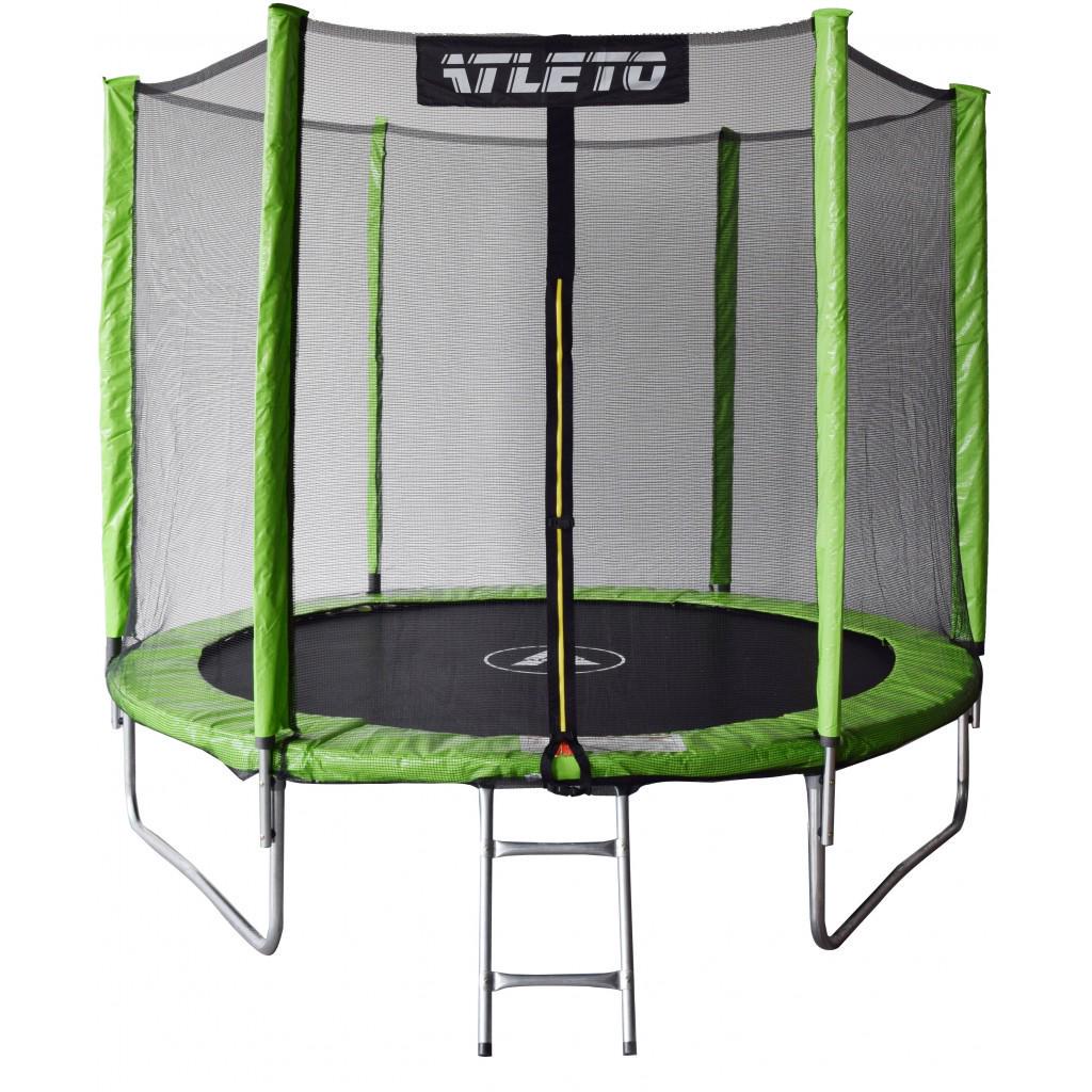 Батут детский с сеткой и стремянкой Atleto 252 см Зеленый (4240044412)