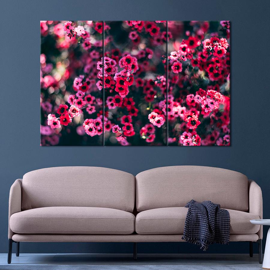 Картина квіти та рослини Квітучий рожевий кущ 128x81 см (A1032-3)