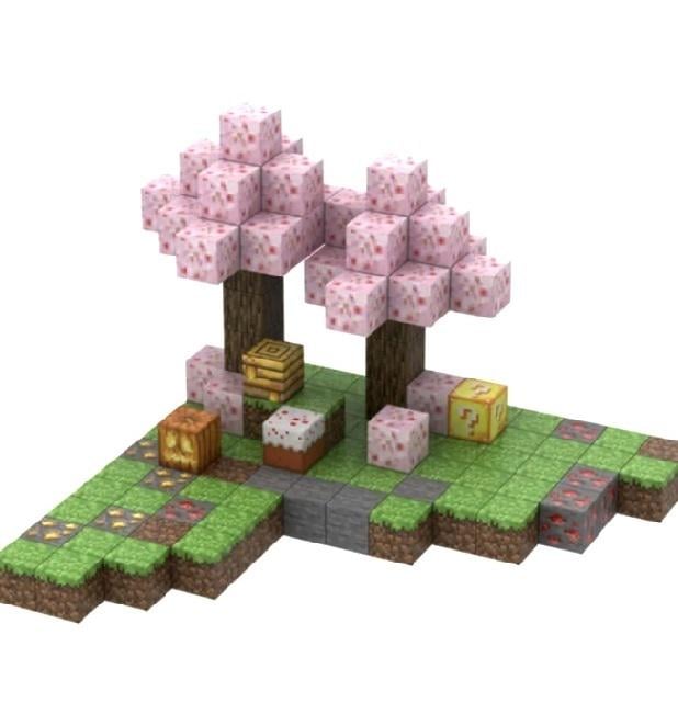 Конструктор магнітний Minecraft Сад сакури 128 шт./4 фігурки (005/4)