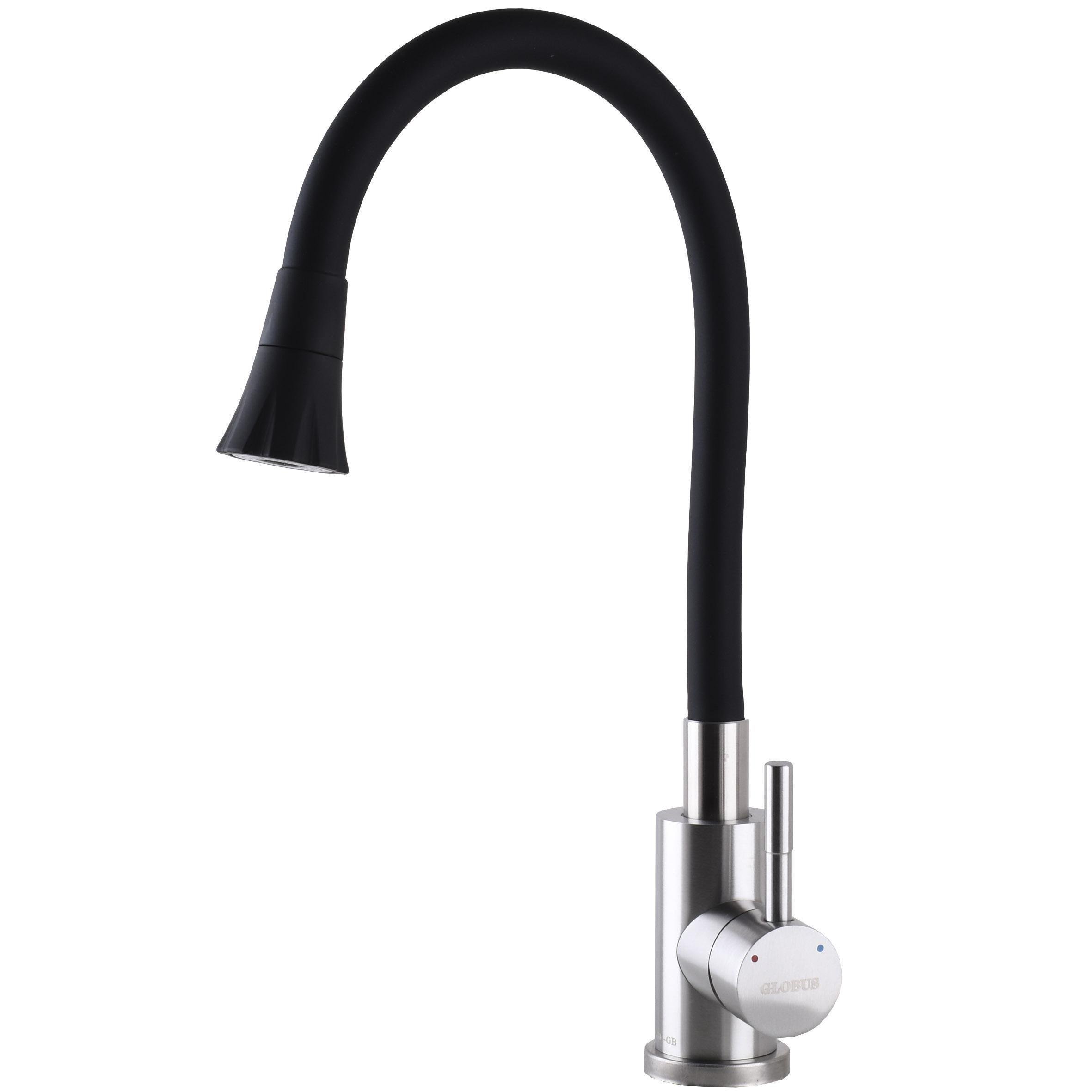 Кран на кухню Globus Lux Нержавіюча сталь/Чорний (25225) Кран на кухню Globus Lux Нержавіюча сталь/Чорний (25225)