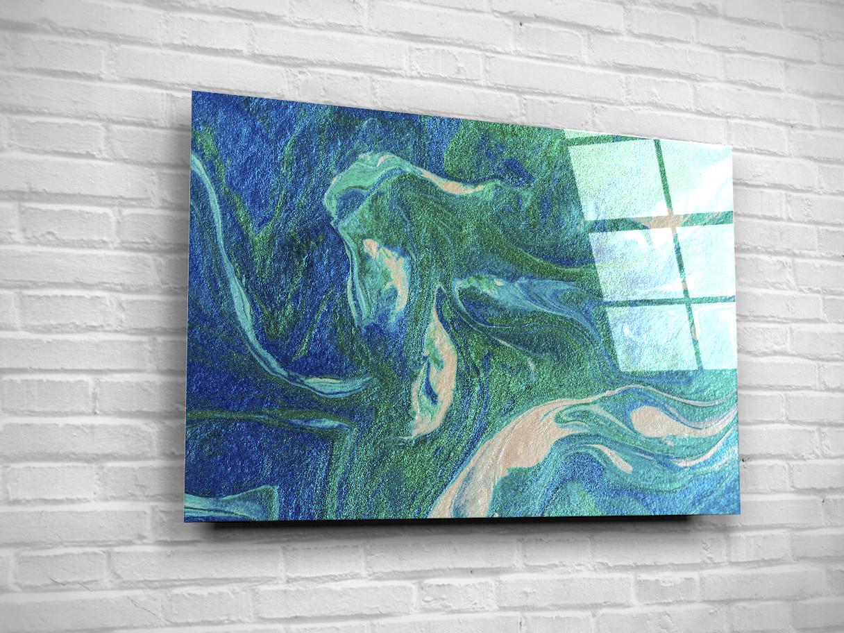 Картина на стекле NovellaPrint Бирюзово-голубая абстракция 60х40 см (27.1)