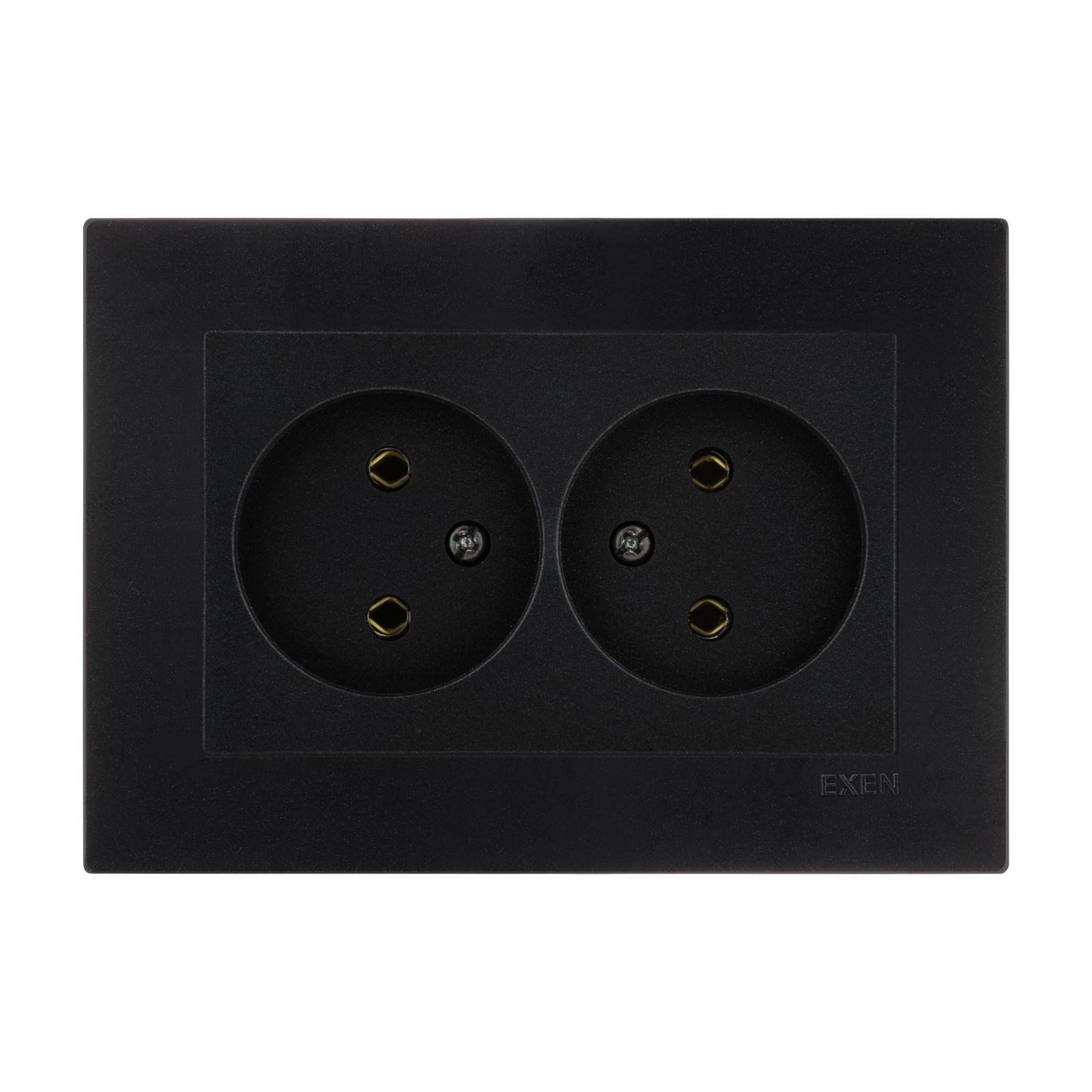 Розетка двойная врезная EXEN Karell Черный