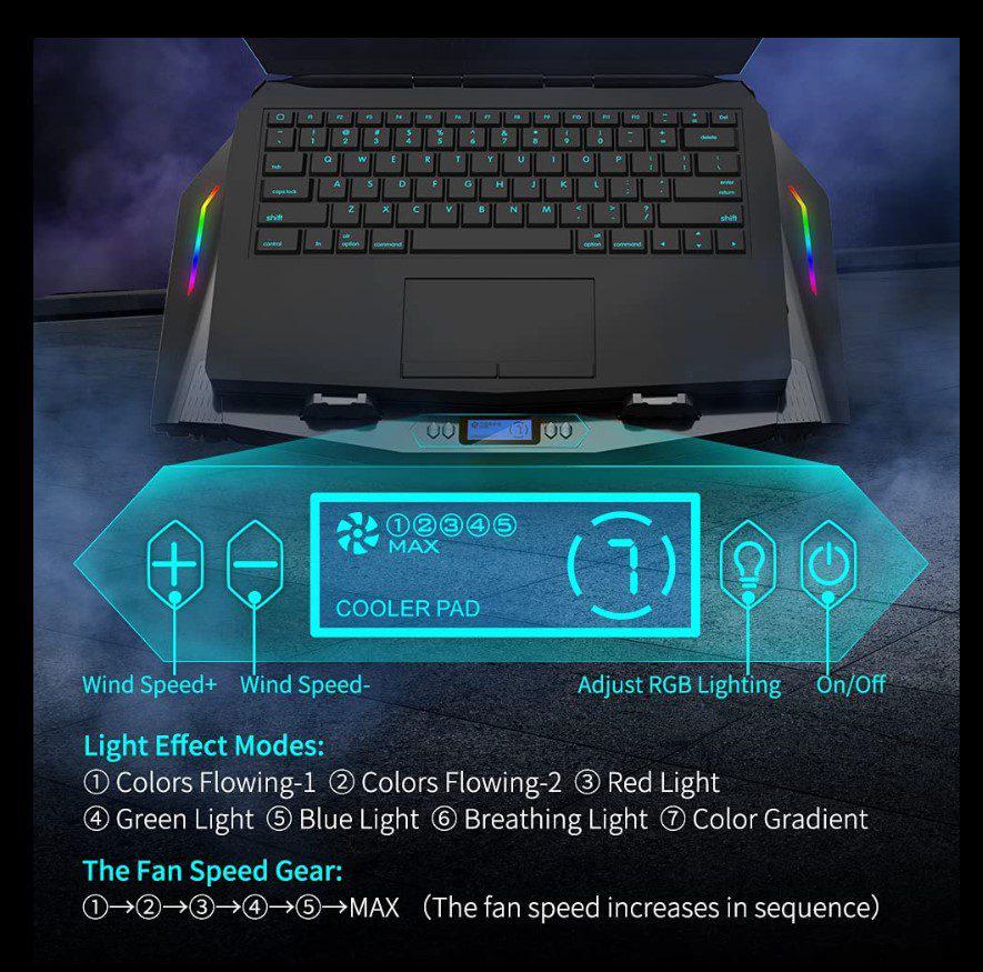 Підставка для ноутбука охолоджувальна Ice Coorel N10 RGB 15-21'' (58548) - фото 2