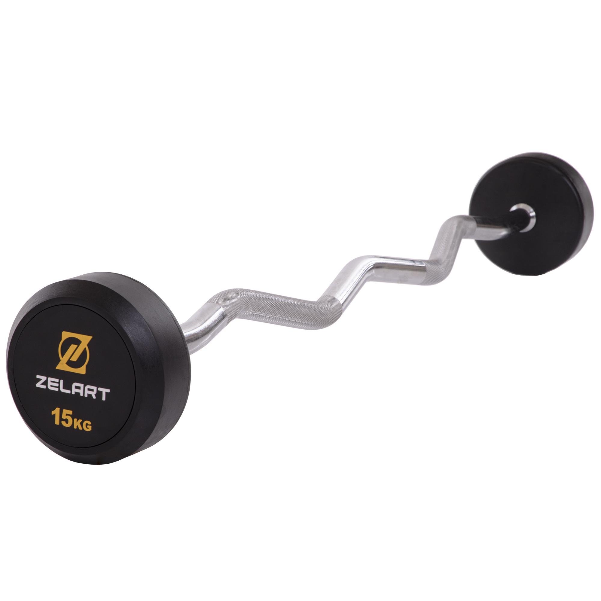 Штанга фиксированная обрезиненная Zelart Rubber Coated Barbell TA-2687-15 95 см 15 кг (DR002560)