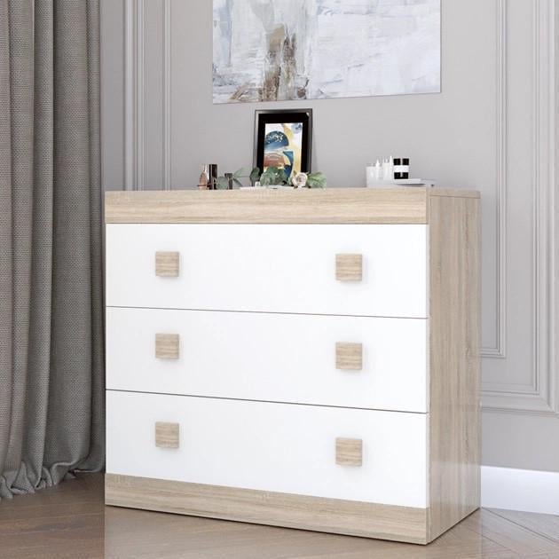 Комод Еверест Соната-1 80х38х75 см Дуб сонома/Белый (EVR-20139)