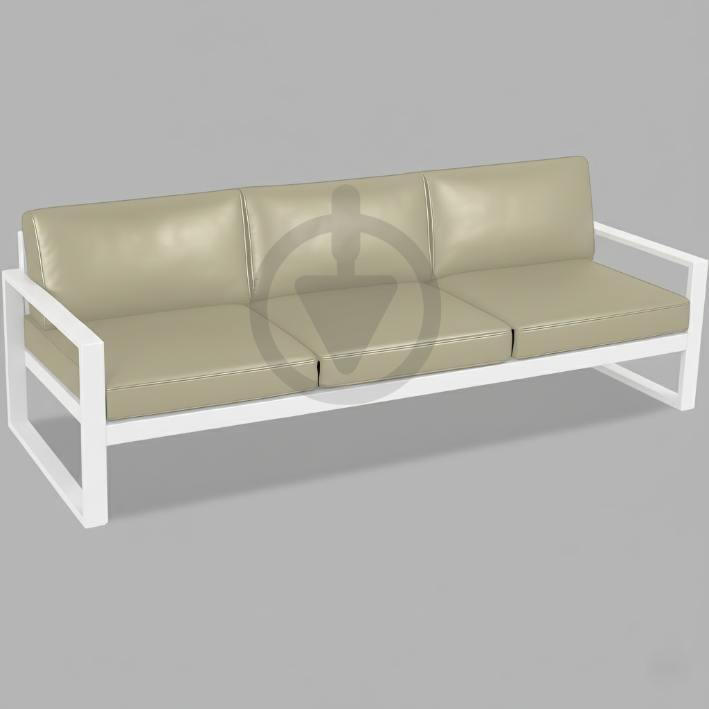 Диван металлический AVVS Бостон уличный 210 см лофт с подлокотниками экокожа Бежевый/Белый