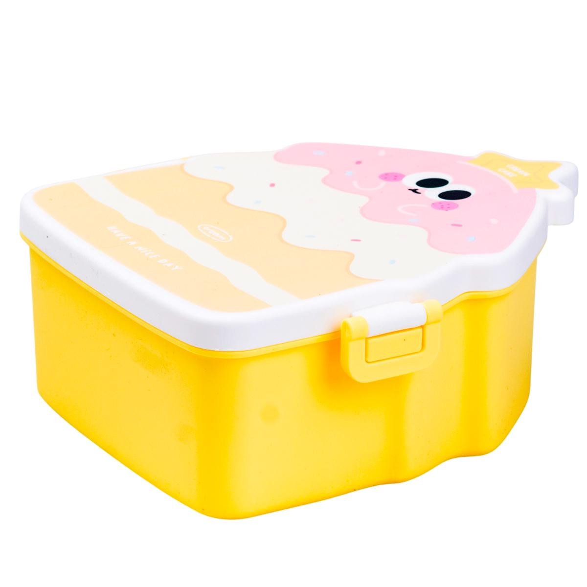 Ланч-бокс дитячий зі столовими приборами Cake 20х18х8 см Лимонний (HP12271Y)