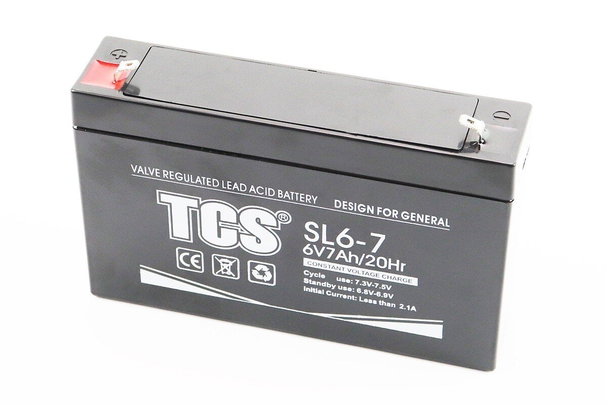Аккумулятор кислотный TCS 6 В 7 Ач для ИБП и игрушек 150x35x95 мм (10039099) Аккумулятор кислотный TCS 6 В 7 Ач для ИБП и игрушек 150x35x95 мм (10039099)